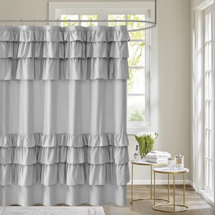 Штора для ванной Carnation Home Fashions Frill Double Grey 180х180 см