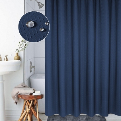 Штора для ванной Carnation Home Fashions Grace Jacquard Navy 180х200 см