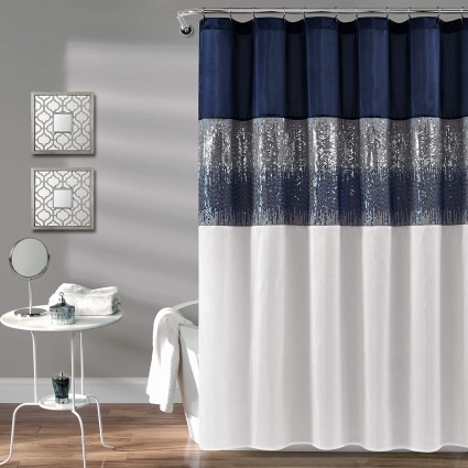 Штора для ванной Carnation Home Fashions Sky Navy/White 180х180