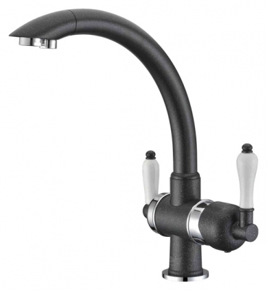Смеситель Zorg Clean Water ZR 327 YF хром черный металл для кухонной мойки