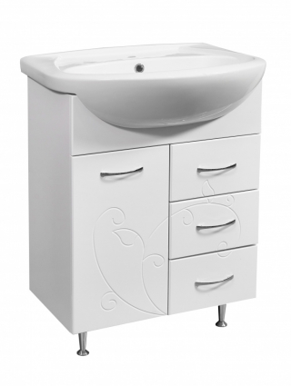 Тумба с раковиной Stella Polar Фантазия 65 напольная, белая