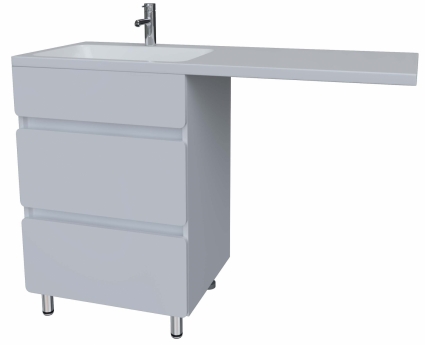 Тумба с раковиной Stella Polar Корделия 50 см, напольная, 2 ящика, белая, левая