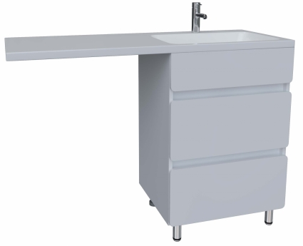 Тумба с раковиной Stella Polar Корделия 50 см, напольная, 2 ящика, белая, правая