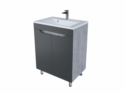 Тумба для комплекта Stella Polar Абигель 65 см, напольная, 2 дверки, серый-цемент