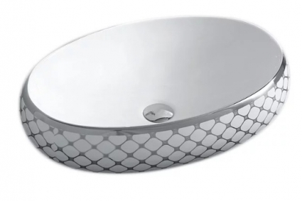 Накладная раковина Gid Nc262 59х40 белая с хромом