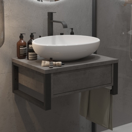 Тумба для комплекта 1MarKa Grunge Loft 60П бетон темно-серый