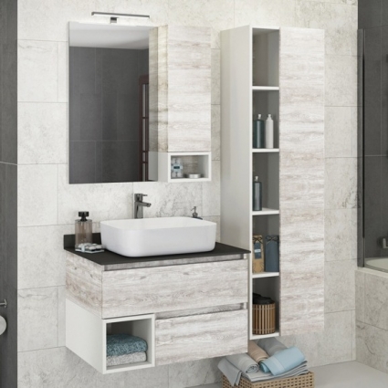 Мебель для ванной Comforty Прага 75, подвесная, дуб белый