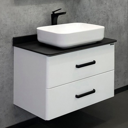 Тумба с раковиной Comforty Амстердам 75 черная матовая столешница