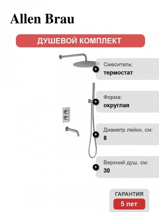 Душевой комплект Allen Brau Priority 5.31014-BN С ВНУТРЕННЕЙ ЧАСТЬЮ, брашированный никель