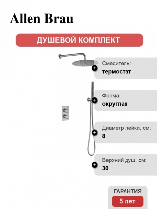 Душевой комплект Allen Brau Priority 5.31013-BN С ВНУТРЕННЕЙ ЧАСТЬЮ, брашировнный никель