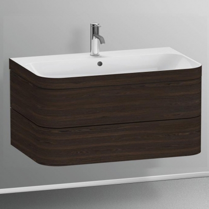 Тумба с раковиной Duravit Happy D.2 Plus 100 подвесная, орех брашированный