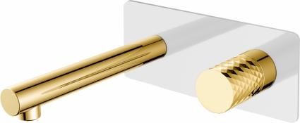 Смеситель для раковины Boheme Stick 125-WG С ВНУТРЕННЕЙ ЧАСТЬЮ, white/diamond gold