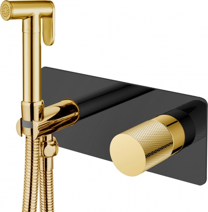 Гигиенический душ Boheme Stick 127-BG.2 со смесителем, С ВНУТРЕННЕЙ ЧАСТЬЮ, black/touch gold