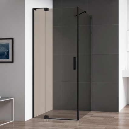 Душевой уголок Cezares Slider AH 1 100-80/90 BR Nero профиль черный, стекло бронза