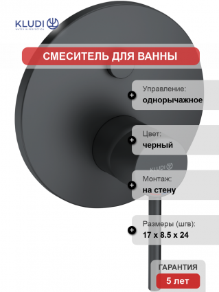 Смеситель для ванны с душем Kludi Bozz 386593976 черный матовый