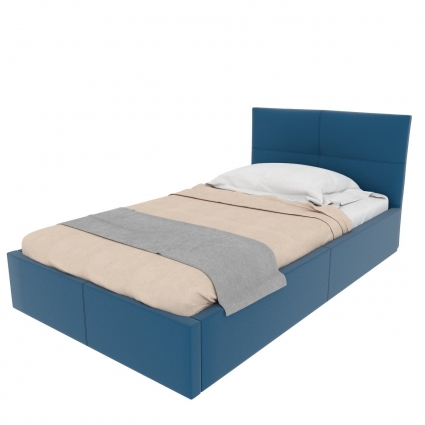 Кровать с мягким изголовьем и подъемным механизмом MYROOM Family Меркурий 100х200 синего цвета