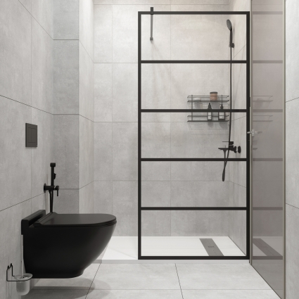 Душевая перегородка STWORKI Кронборг LOFT-GW-95х220 95 см, профиль черный матовый