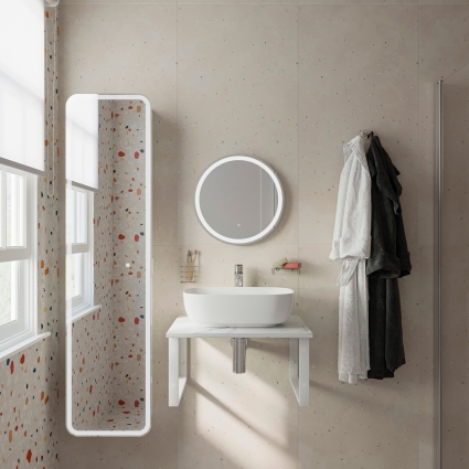 Мебель для ванной DIWO Элиста 60 белый мрамор, с раковиной Moduo 50 Square