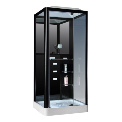 Душевая кабина Loranto Selak CS 126-3A R 90х100х215 профиль черный, стекло прозрачное, правая