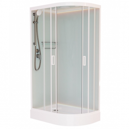 Душевая кабина Frank F411L White 110х80х220 профиль белый, стекло прозрачное, левая