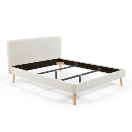 LYDIA Bed, mattress 160x200 white fleece fabric