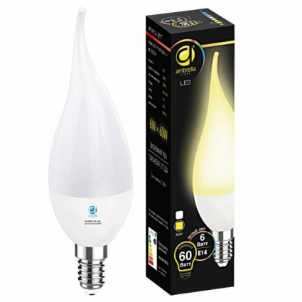 Лампа светодиодная Ambrella light E14 6W 3000K белая 205014