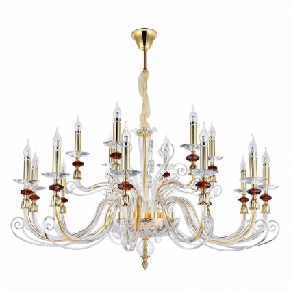 Подвесная люстра Crystal Lux Catarina SP12+6 V2 Gold/Transparent-Cognac