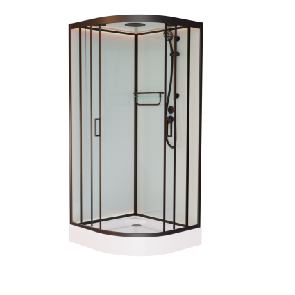 Душевая кабина Frank F410 М Black 110х110х220 профиль черный, стекло матовое