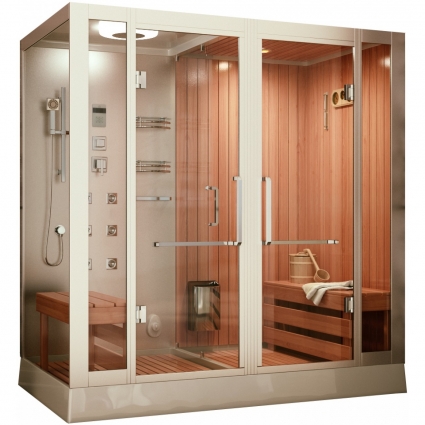 Комбинированная сауна 2в1 Frank F907R 170х120х218 профиль хром, стекло прозрачное, правая