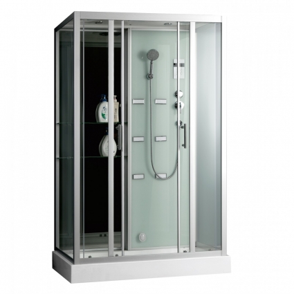 Душевая кабина Frank F506 150х85х218 профиль хром, стекло прозрачное, с баней 