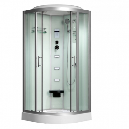 Душевая кабина Frank F605 90х90х218 профиль хром, стекло прозрачное, с баней