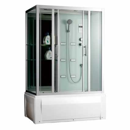 Душевая кабина Frank F554-1 130х85х215 профиль хром, стекло прозрачное