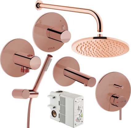 Душевой комплект VitrA Origin A49285EXP С ВНУТРЕННЕЙ ЧАСТЬЮ, медь