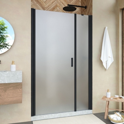 Душевая дверь в нишу Vegas Glass EP-F-2 Novo 135 02М 10 L профиль черный матовый, стекло сатин