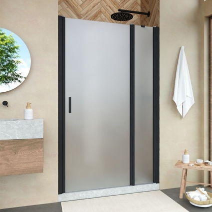 Душевая дверь в нишу Vegas Glass EP-F-1 Novo 145 02М 10 R профиль черный матовый, стекло сатин