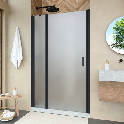 Душевая дверь в нишу Vegas Glass EP-F-1 Novo 130 02М 10 L профиль черный матовый, стекло сатин