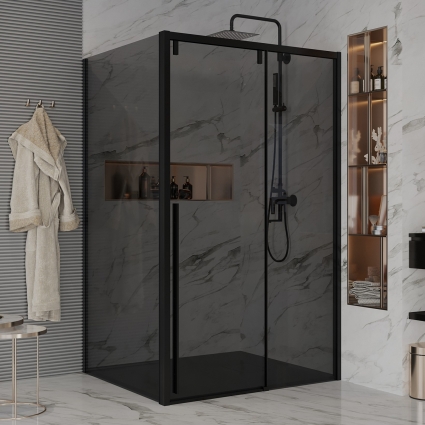 Душевой уголок Ambassador Intense 110022202IBB-110IBB 130х110 см, профиль черный
