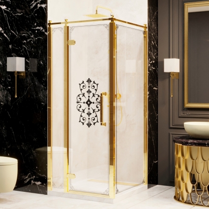 Душевой уголок Ambassador Royal 18015308-L 90х90 см, профиль золото