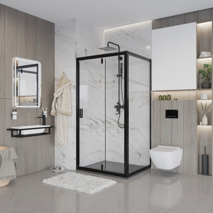 Душевой уголок Niagara Nova NG-83-8AB-A90B 80x90, прямоугольный, черный