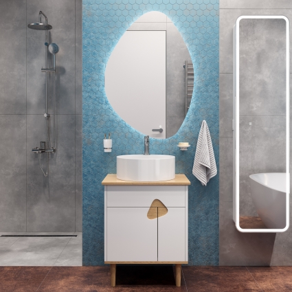 Мебель для ванной VOQ Sense 60 ultra white&natural oak