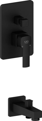 Смеситель для ванны с душем GPD Pedra MTA160-S С ВНУТРЕННЕЙ ЧАСТЬЮ, черный матовый