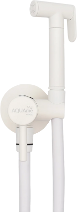 Гигиенический душ AQUAme AQM 6020MW со смесителем, С ВНУТРЕННЕЙ ЧАСТЬЮ, matt white