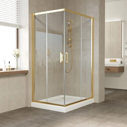 Душевой уголок Vegas Glass ZA-F Tur Novo 110*90 09 01 профиль золото, стекло прозрачное