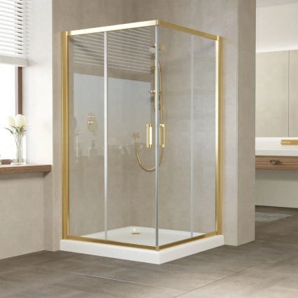 Душевой уголок Vegas Glass ZA Tur Novo 120 09 01 профиль золото, стекло прозрачное