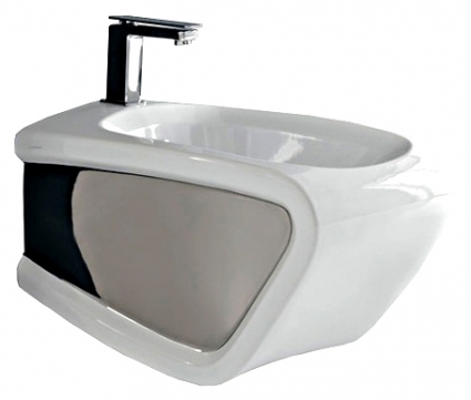 Биде подвесное Hidra Ceramica Hi-line белое с серебром
