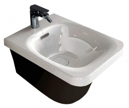 Биде подвесное Hidra Ceramica Flat белое с черным