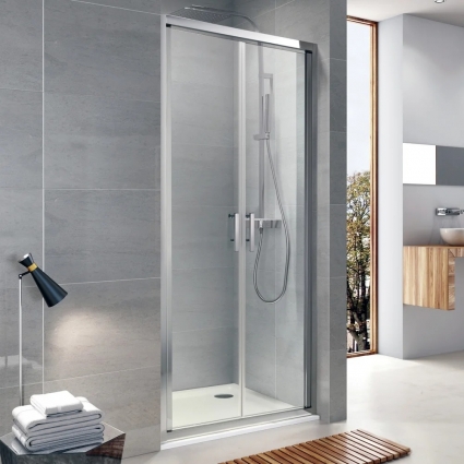 Душевая дверь в нишу Koller Pool Aqua Line Neon 90х190, профиль хром, стекло прозрачное