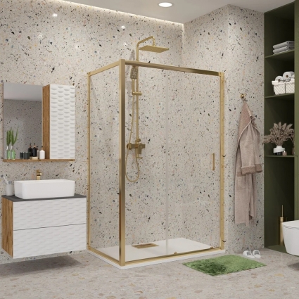 Душевой уголок Niagara Nova NG-42-12AG-A90G 120x90 профиль золото, стекло прозрачное