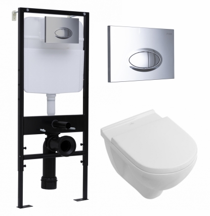 Комплект 3 в 1 инсталляция Logan H1067-1170 297674 + Унитаз подвесной Villeroy & Boch O Novo Directflush + кнопка хром