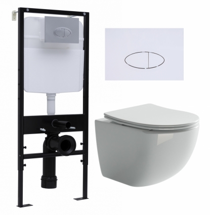 Комплект 3 в 1 инсталляция Logan H1067-1170 297674 + Унитаз подвесной Ceramica Nova Forma CN3009 + кнопка белая